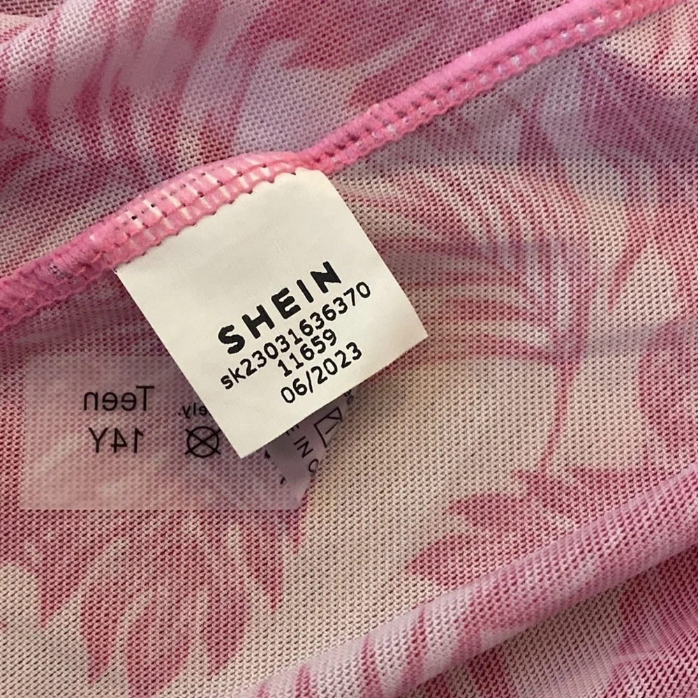SHEIN Girls Pink and White Floral Coverup Size 14Y